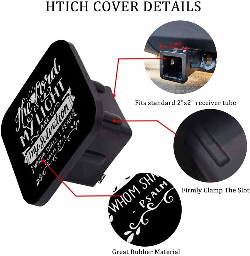 Beabes Bible Verse 2" Hitch Cover, Christian Quote Hitch Covers, The Lord is My Light and My Salvation Hitch Tube Covers Keep Trailer Hitch Receiver Tube Clean and Protected for Sedans Trucks Cars - Image 3